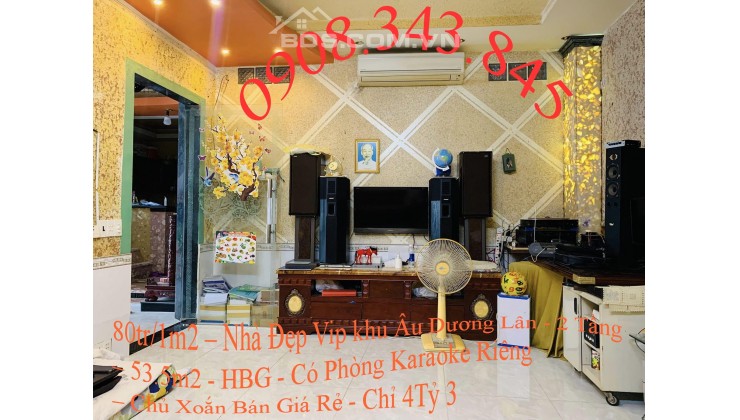 ..80tr/1m2 –  Vip khu Âu Dương Lân - 2 Tầng – 53.5m2 - HBG - Phòng Karaoke – Chủ Xoắn  Giá Rẻ - Chỉ 4Tỷ 3